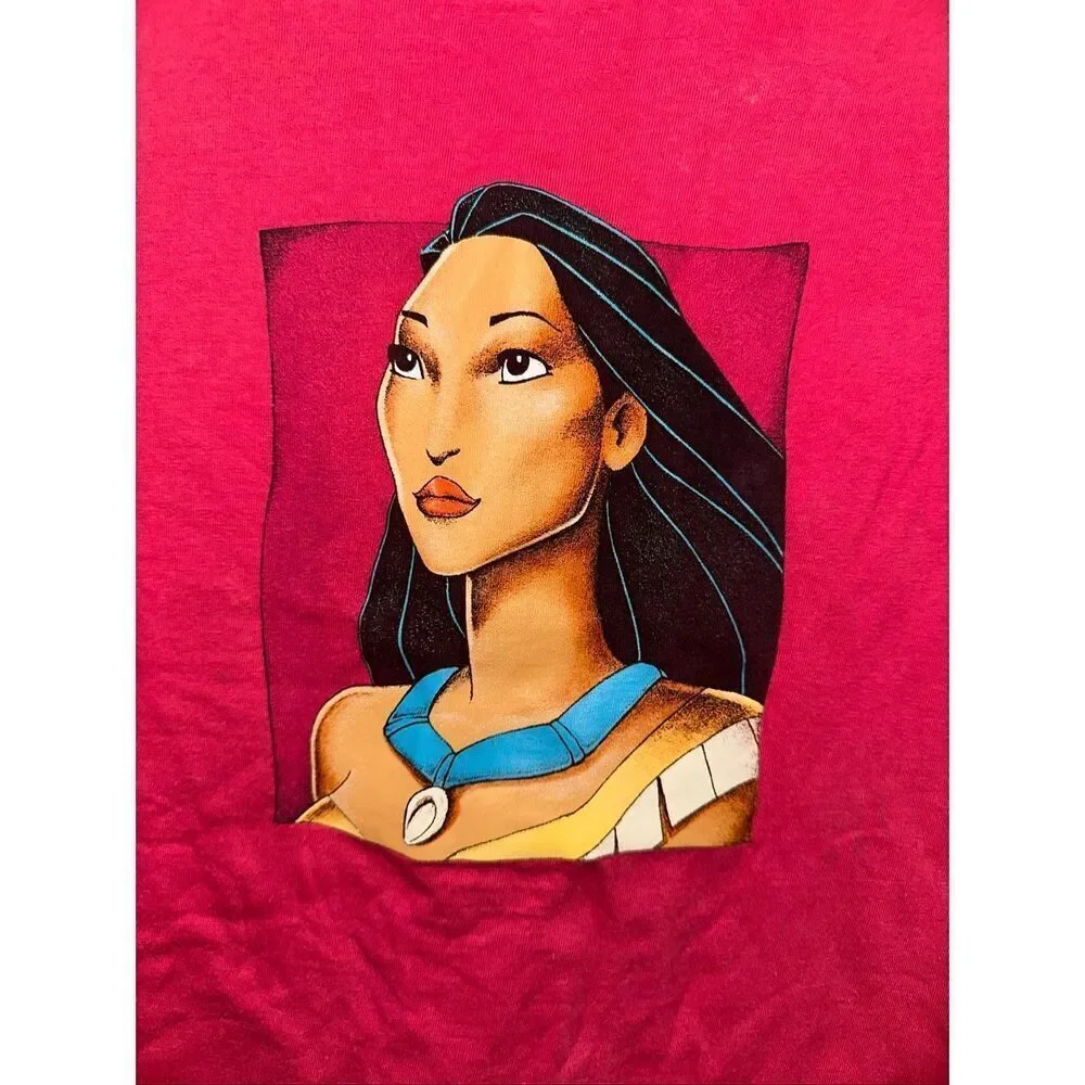 Vintage 1990’s Disney Pocahontas Movie Promo Portrait Shirt Size Large Red